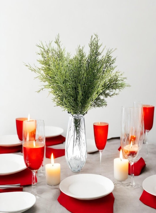 TIHOOD 42PCS 14 Inches Artificial Pine Branches, Christmas Faux Cedar Stems, Artificial Faux Cedar Branches, Fake Christmas Greenery Pine Picks for Wreath Craft DIY Home Kitchen Decorations - Image 4