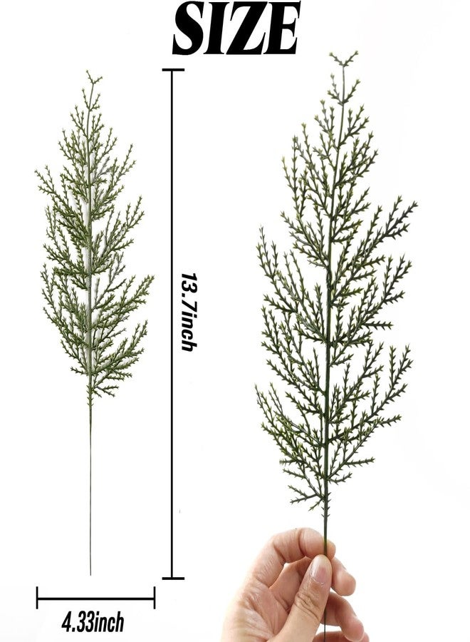 TIHOOD 42PCS 14 Inches Artificial Pine Branches, Christmas Faux Cedar Stems, Artificial Faux Cedar Branches, Fake Christmas Greenery Pine Picks for Wreath Craft DIY Home Kitchen Decorations - Image 2