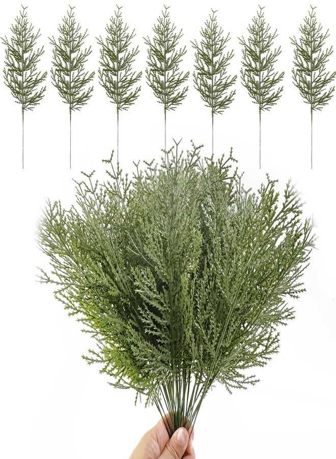 TIHOOD 42PCS 14 Inches Artificial Pine Branches, Christmas Faux Cedar Stems, Artificial Faux Cedar Branches, Fake Christmas Greenery Pine Picks for Wreath Craft DIY Home Kitchen Decorations - Image 1