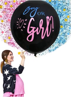 RTYY Baby Gender Reveal Balloon Big Black Balloons with Pink and Blue Confetti Packs for Boy or Girl Baby Shower Gender Reveal Party Supplies Decoration Kit  - Image 1