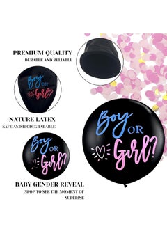RTYY Baby Gender Reveal Balloon Big Black Balloons with Pink and Blue Confetti Packs for Boy or Girl Baby Shower Gender Reveal Party Supplies Decoration Kit  - Image 5