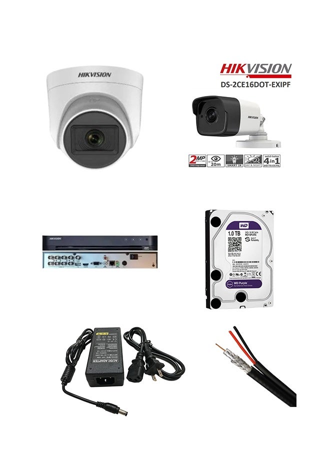 HIKVISION 2Mp Indoor Fixed 4 Camera + Mini Bullet 2Mp Outdoor Fixed 4 Camera + Hikvision 8-Channel Dvr (Digital Video Recorder) From The Turbo Hd Series. + Wd Hard Drive Specially Designed For Security Video Recording Systems.1Tb (Purple) + Power Adapter 12V 5Amp + Rg59 Cable Coaxial Cable Designed For Use In Video Surveillance (Cctv) Systems. - Image 3