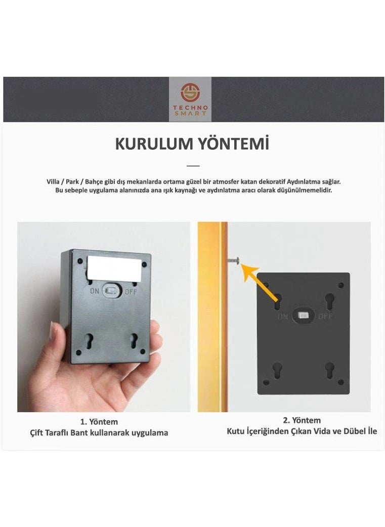 Technosmart 2PCS Modern Solar Double Sided Wall Lamp Solar Powered Lighting Decoration Sconce  - Image 3