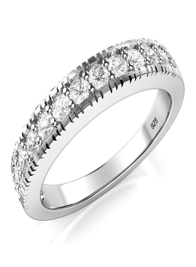 Metal Factory Sz 8 Sterling Silver 925 CZ Cubic Zirconia Wedding Band Ring - Image 1