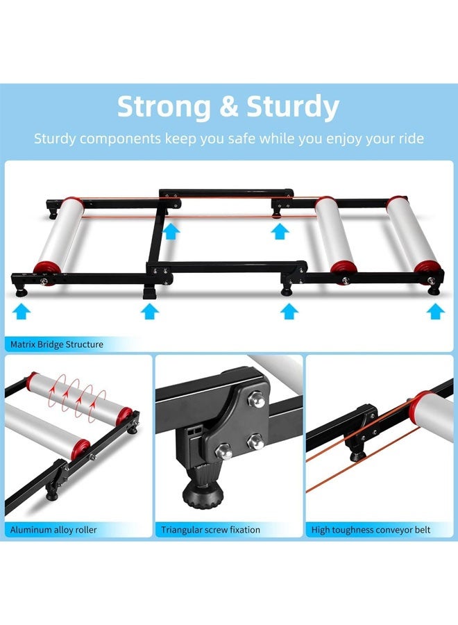 L&E Bike Rollers Training Platform, 2 in 1 Adjustable Bike Trainer Stand Foldable Indoor Cycling Bicycle Roller with Resistance for MTB Road Bike Exercise - Image 2