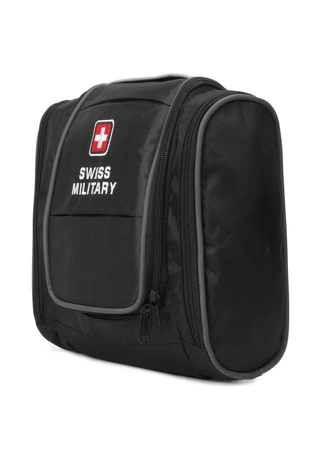 SWISS MILITARY - Swiss Military HandyPro Toiletry Bag for Men, Women| Makeup Pouch for Travelling, Travel Organizer, Water Resistant, Premium Polyester, Durable Zippers, Black, 5L - Image 1