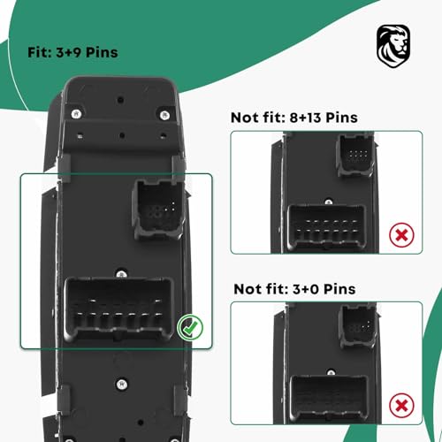 YHTAUTO Master Power Window Switch Driver Side for Dodge Ram 1500, Journey, Grand Caravan, Jeep Liberty, Chrysler Town & Country, 3+9 Pins, 10 Button, Dual Auto Up and Down Window Control Switch - Image 2