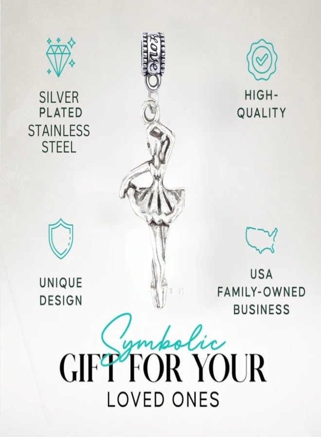 Infinity Collection Ballet Dancer Charm Bead - Silver-Plated Ballerina Dangle Charm - Compatible with Pandora, Troll, Chamilia & European Bracelets - Dance Jewelry & Accessories - Gift for Ballet Lovers & Dancers - Image 2