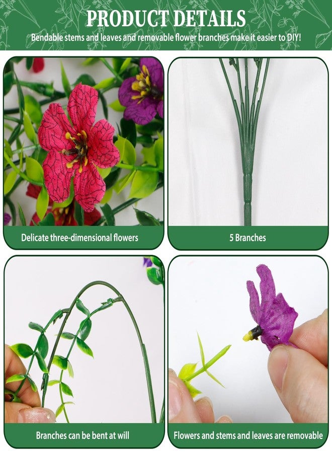 Finphoon 4PCS Artificial Fake Hanging Flowers for Outdoor, Realistic Faux Plants UV Resistant Spring Silk Flowers for Planter Garden Outdoor Flower Pots, Spring Summer Home Yard Decoration - Image 3