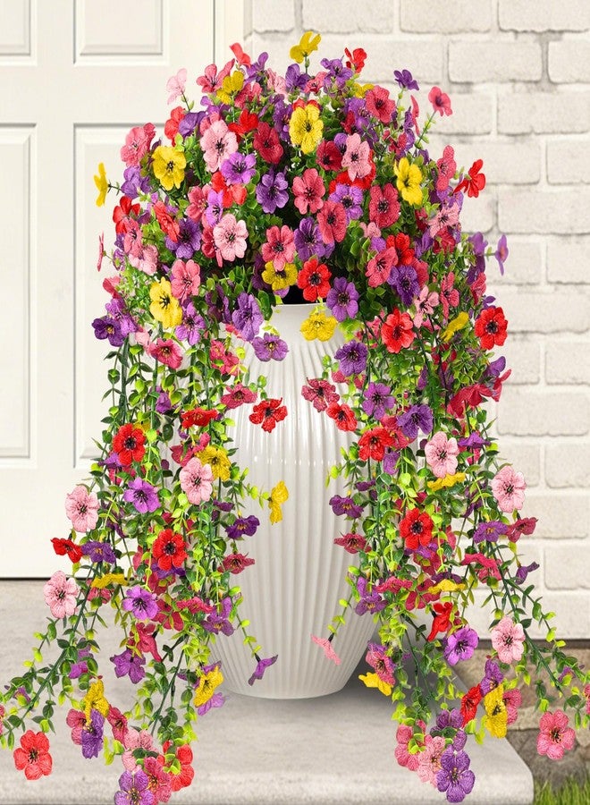Finphoon 4PCS Artificial Fake Hanging Flowers for Outdoor, Realistic Faux Plants UV Resistant Spring Silk Flowers for Planter Garden Outdoor Flower Pots, Spring Summer Home Yard Decoration - Image 1