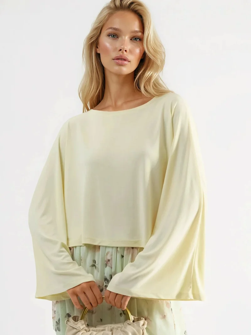 بوسيم BUSEM Loose Fit Boat Neck Blouse with Elastic Detail