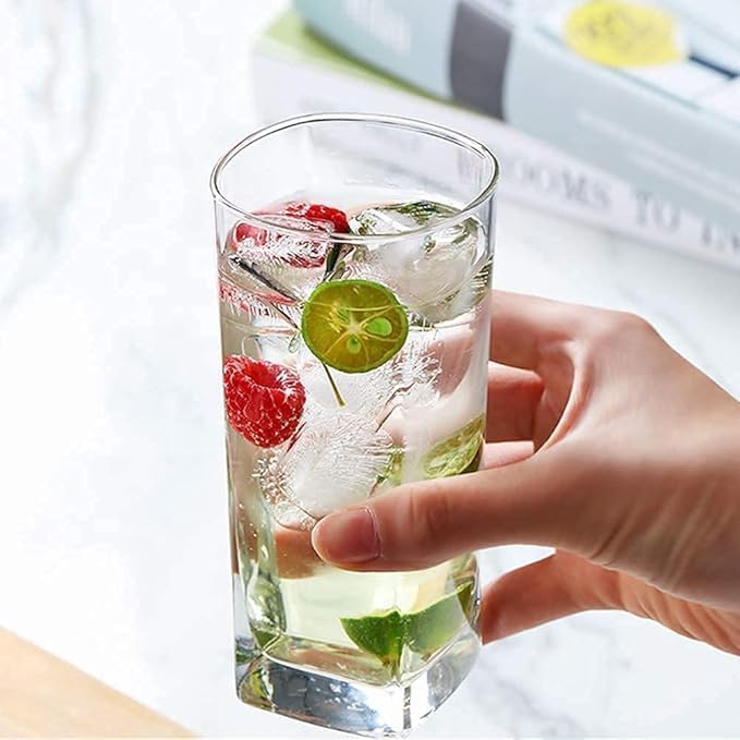KONSSEE Italian Premium Square Glass Set Glass Set Drinking Glass Water Glasses Juice Glasses Unbreakable Glass Set of 6 pcs300 ml 300 ml 6 - Image 2