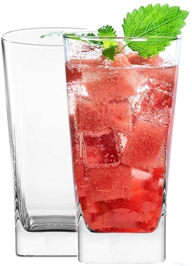 KONSSEE Italian Premium Square Glass Set Glass Set Drinking Glass Water Glasses Juice Glasses Unbreakable Glass Set of 6 pcs300 ml 300 ml 6 - Image 3