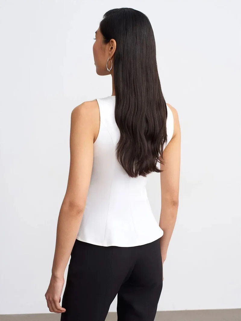 ديلفين Dilvin Fitted Sleeveless Crepe Peplum Blouse