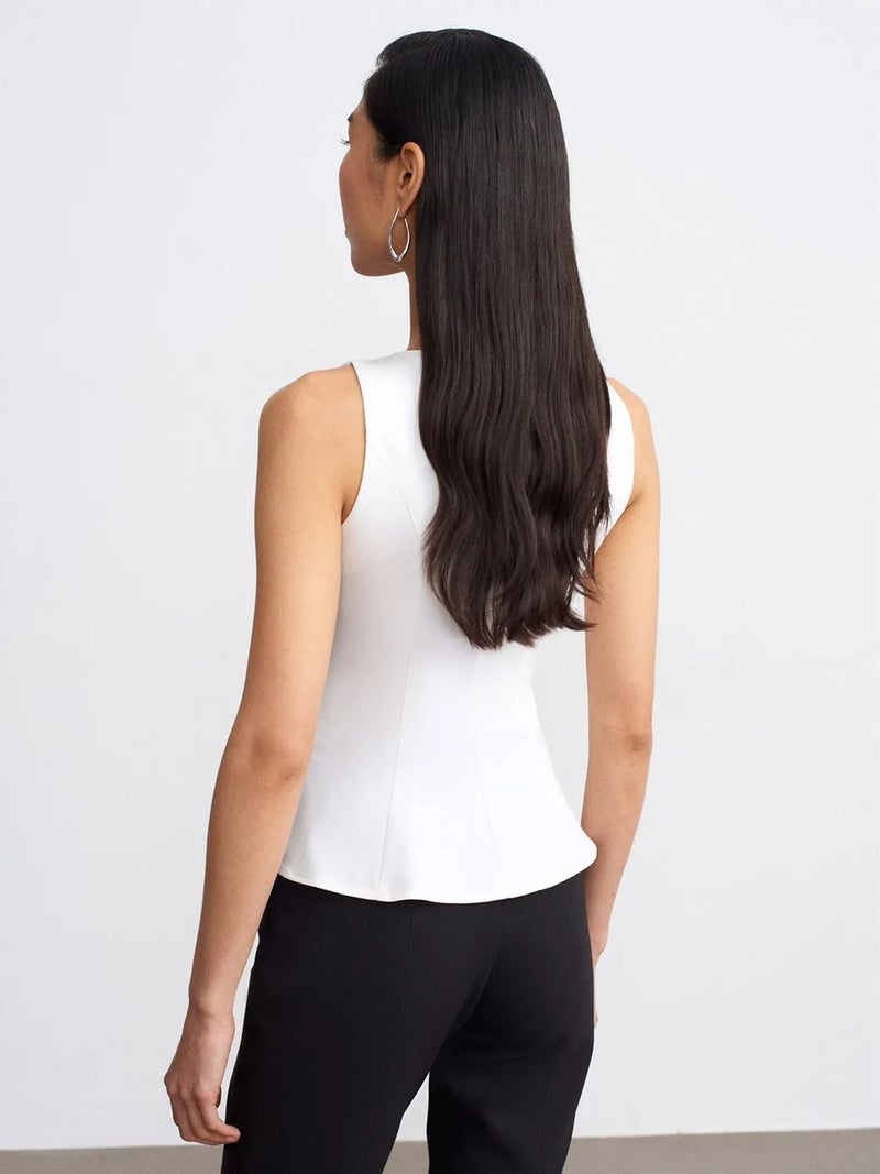 DILVIN Fitted Sleeveless Crepe Peplum Blouse - Image 2