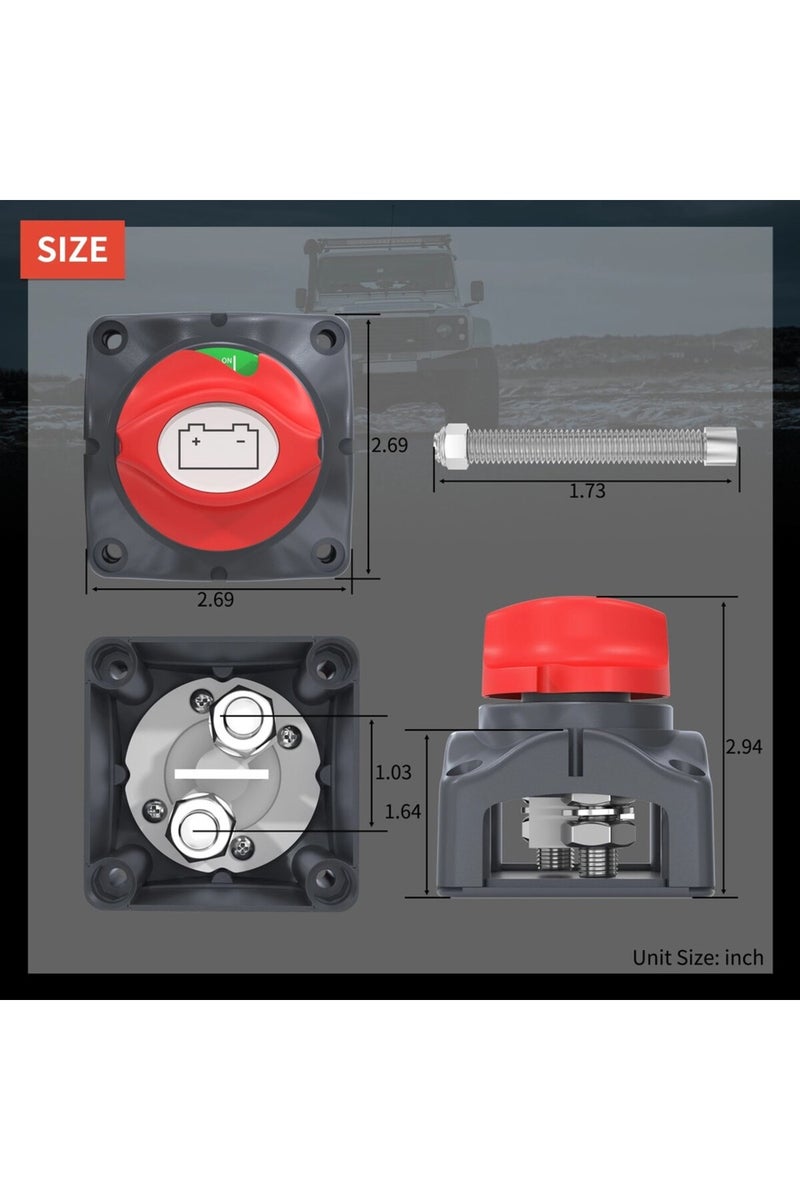 إيروريكس مفتاح فصل بطارية السيارة 48 فولت 24 فولت 12 فولت، قطع ثنائي الوضع، ثنائي السن M10 275 أمبير، مفتاح توصيل البطارية... - Image 4