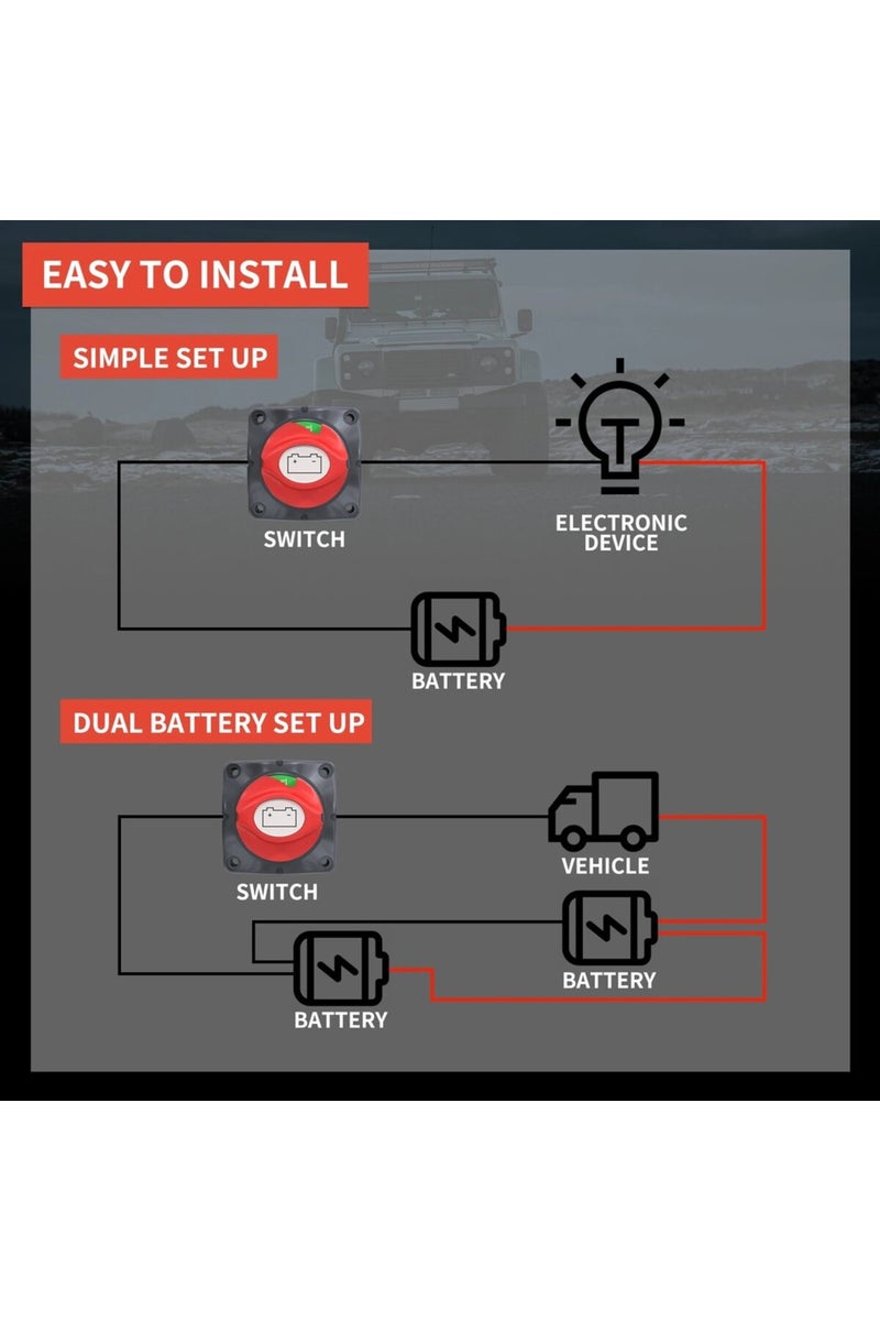 إيروريكس مفتاح فصل بطارية السيارة 48 فولت 24 فولت 12 فولت، قطع ثنائي الوضع، ثنائي السن M10 275 أمبير، مفتاح توصيل البطارية... - Image 5