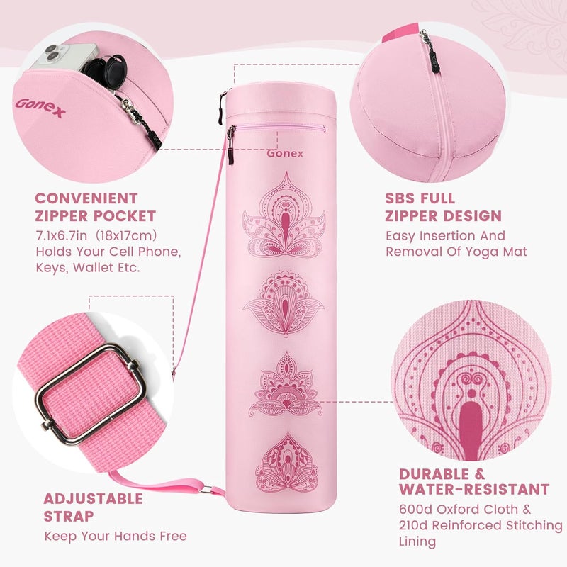 Gonex Yoga Mat Bag, Yoga Mat Carrier Full-Zip Exercise Yoga Mat Carry Bag for Women Men with 2 Multi-Functional Storage Cargo Pockets Extra Wide Adjustable Shoulder Strap - Image 3