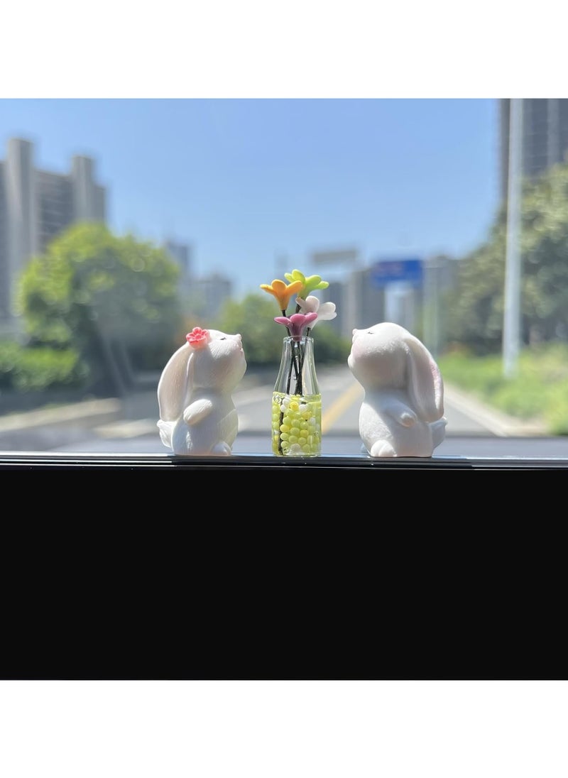 Generic Cute Daisy Car Dashboard Accessories, Cute Bunny Car Mirror Decorations for Women and Girls, Car Flower Decorations, Fun Gifts for Car Interiors, Aesthetic Dashboard Decorations, Summer Vibes  - Image 5