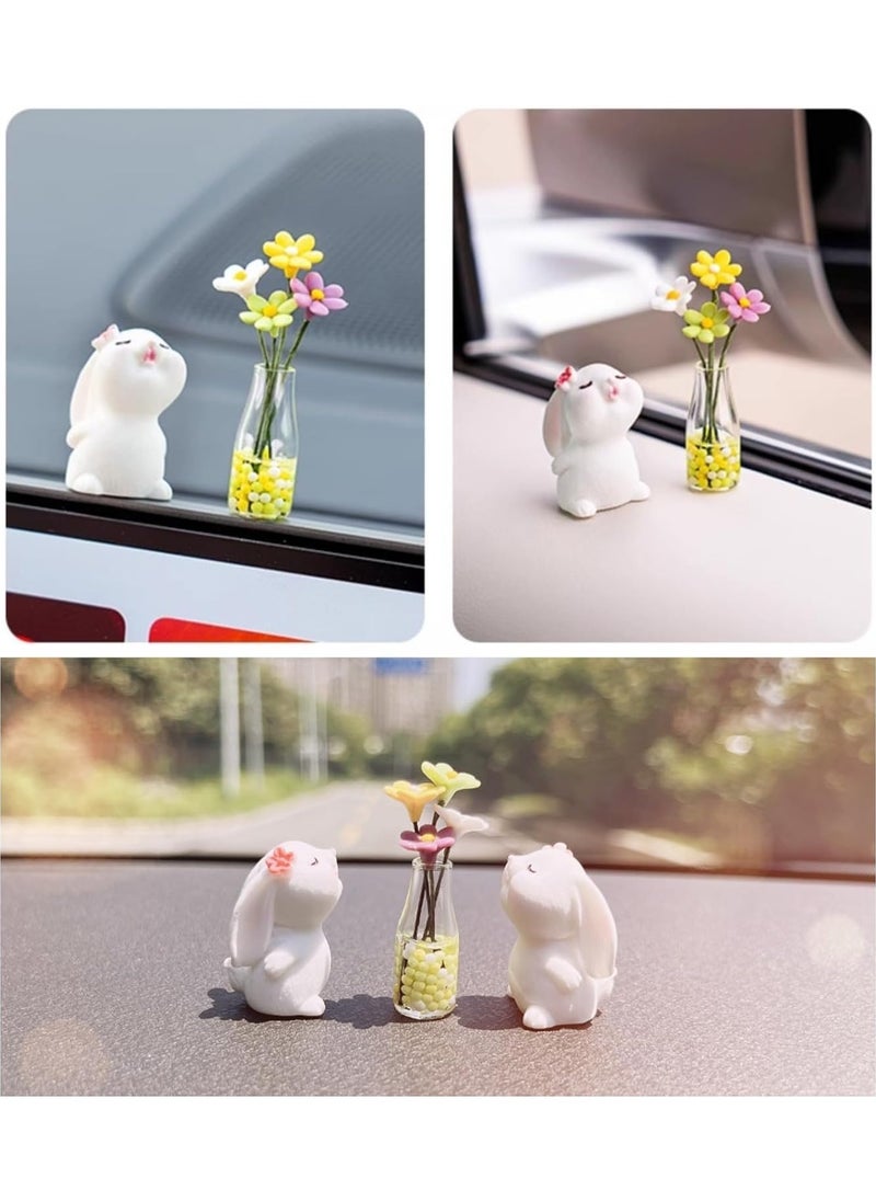 Generic Cute Daisy Car Dashboard Accessories, Cute Bunny Car Mirror Decorations for Women and Girls, Car Flower Decorations, Fun Gifts for Car Interiors, Aesthetic Dashboard Decorations, Summer Vibes  - Image 3