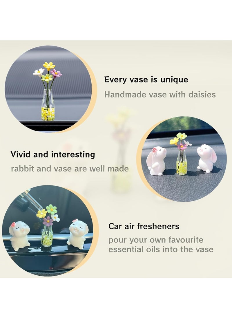 Generic Cute Daisy Car Dashboard Accessories, Cute Bunny Car Mirror Decorations for Women and Girls, Car Flower Decorations, Fun Gifts for Car Interiors, Aesthetic Dashboard Decorations, Summer Vibes  - Image 2