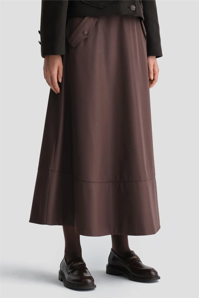 ARMINE Thick Stitched Flared Skirt 24K1712 Bitter Brown