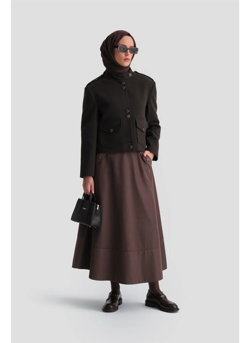ARMINE Thick Stitched Flared Skirt 24K1712 Bitter Brown