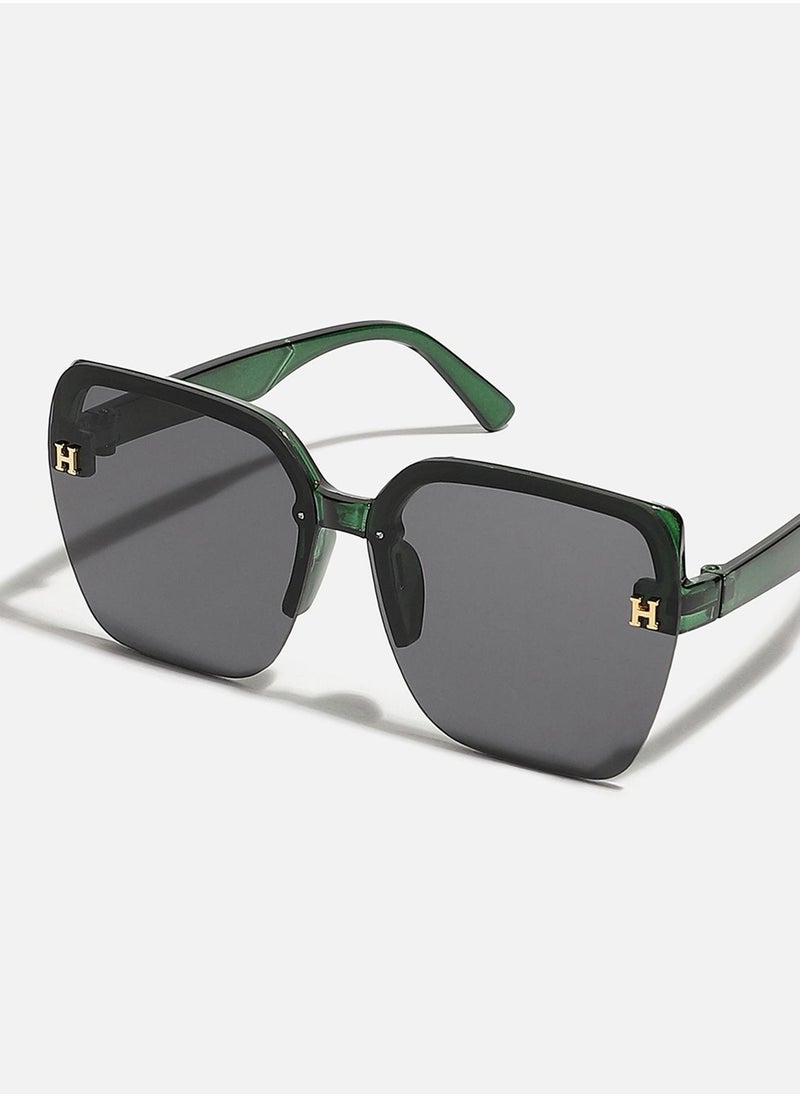 Haute Sauce Tinted Lens Black & Green Frame Oversized Sunglass  - Image 4