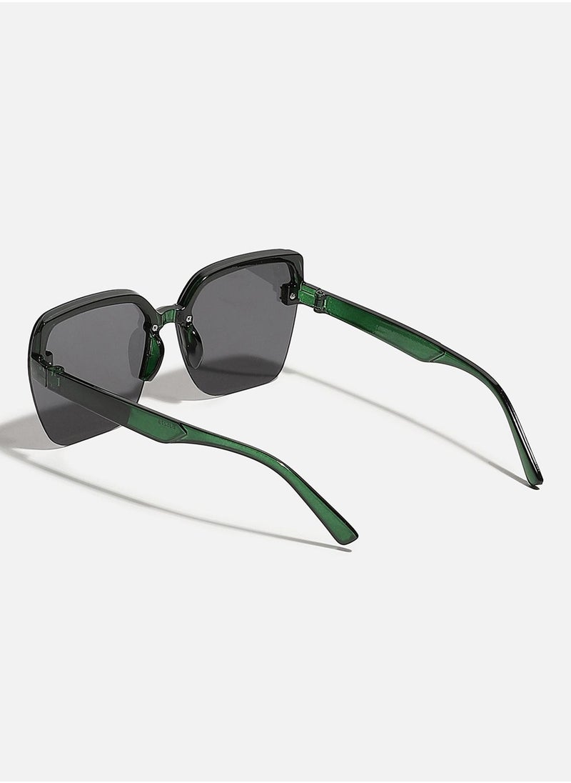 Haute Sauce Tinted Lens Black & Green Frame Oversized Sunglass  - Image 3