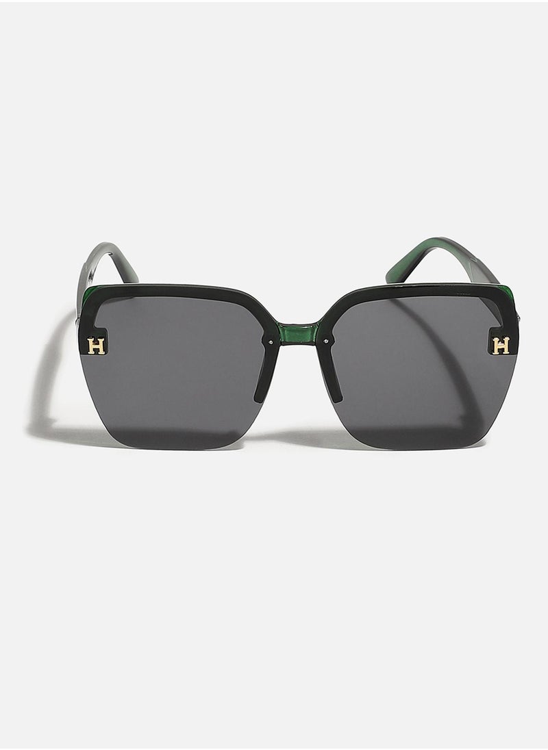Haute Sauce Tinted Lens Black & Green Frame Oversized Sunglass  - Image 2