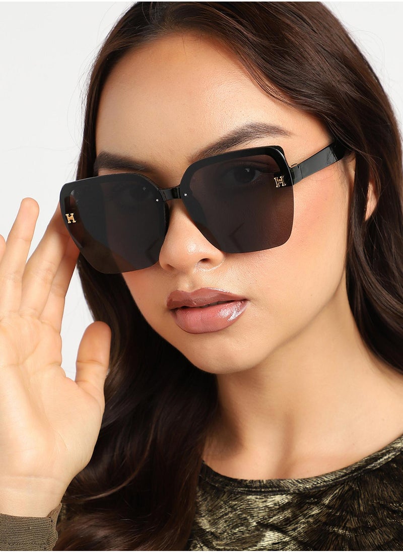 Haute Sauce Tinted Lens Black & Green Frame Oversized Sunglass  - Image 5