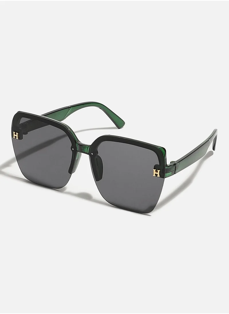 Haute Sauce Tinted Lens Black & Green Frame Oversized Sunglass