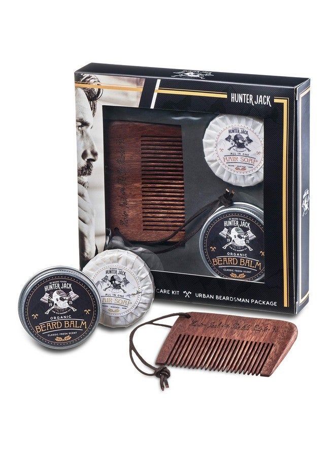 Hunter Jack Beard Care Kit For Men - Wooden Beard Comb, Beard Soap, And Beard Balm - Best For Beard Growth All-In-One - Beard Kit For Men Grooming And Care In Premium Gift Box - Image 1