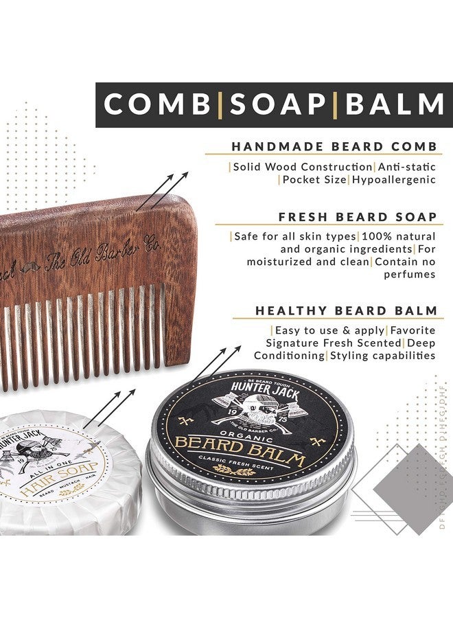 Hunter Jack Beard Care Kit For Men - Wooden Beard Comb, Beard Soap, And Beard Balm - Best For Beard Growth All-In-One - Beard Kit For Men Grooming And Care In Premium Gift Box - Image 2