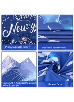 HOWAF Happy New Year Decoration Banner Glitter Silver Happy New Year Backdrop Banner For New Year Eve Party Photograph Supplies 2024 New Year Background Banner Large Fabric Happy New Year Party  - Image 3