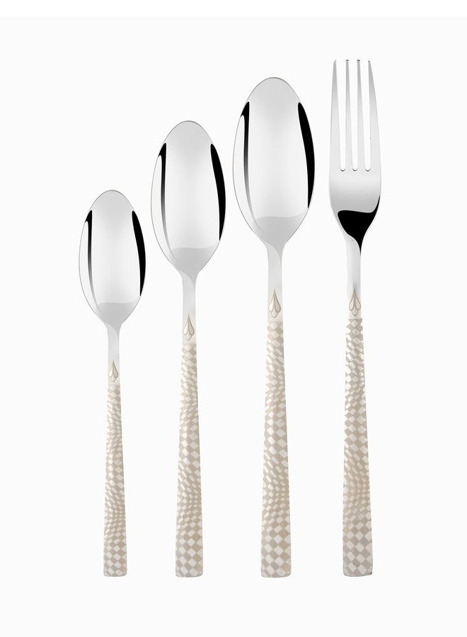 FNS Montavo by FNS Lush 24 Pc Premium Unique Laser Engraving Cutlery Set with Leatherette Box Packaging (6 Dinner Spoons, 6 Dinner Forks, 6 Tea Spoons & 6 Baby Spoons) - Image 2
