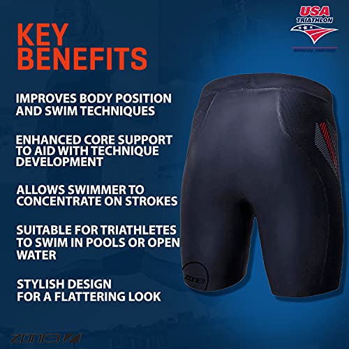 ZONE3 Neoprene Buoyancy Shorts 'Premium' Aerodome Elite 5/3mm (Black/Red, Medium) - Image 3