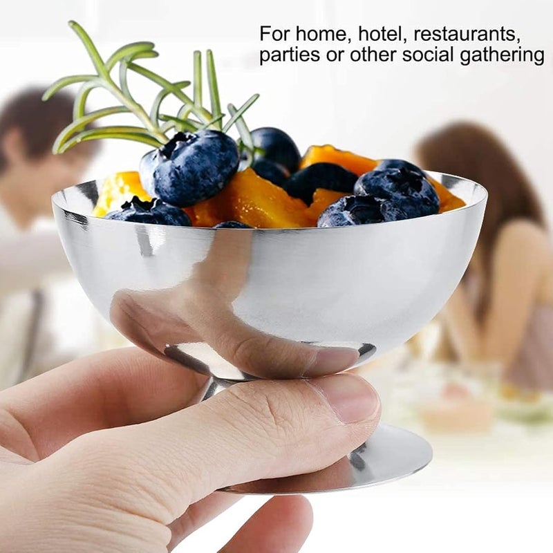 TOPINCN TOPINCN Metal Bowl Stainless Steel Bowl Short Footed Medium Small Size Stainless Steel for Serving Ice Cream for Dessert Snacks  - Image 2