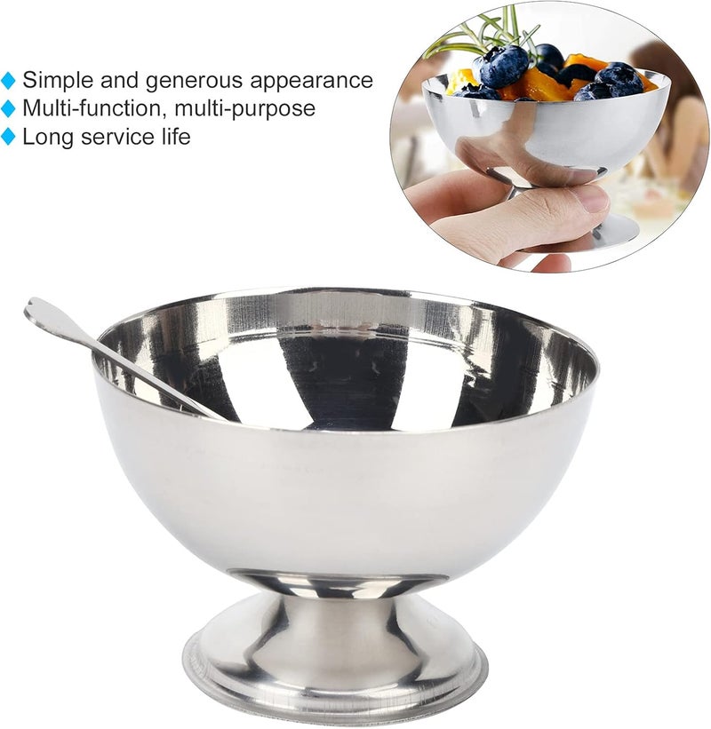 TOPINCN TOPINCN Metal Bowl Stainless Steel Bowl Short Footed Medium Small Size Stainless Steel for Serving Ice Cream for Dessert Snacks  - Image 4