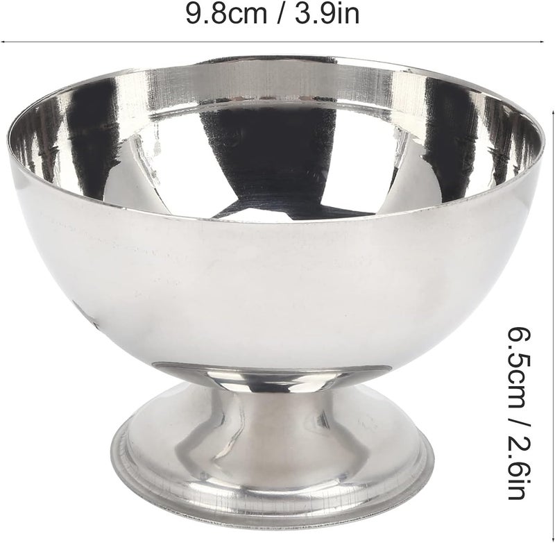 TOPINCN TOPINCN Metal Bowl Stainless Steel Bowl Short Footed Medium Small Size Stainless Steel for Serving Ice Cream for Dessert Snacks  - Image 3