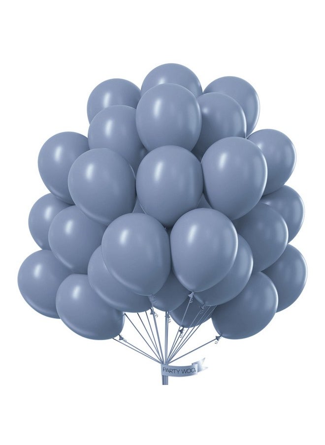 PartyWoo Dusty Blue Balloons, 50 Pcs 12 Inch Purplish Boho Blue Balloons, Slate Blue Balloons For Balloon Garland Or Arch As Party Decorations, Birthday Decorations, Baby Shower Decorations, Blue-F16  - Image 1