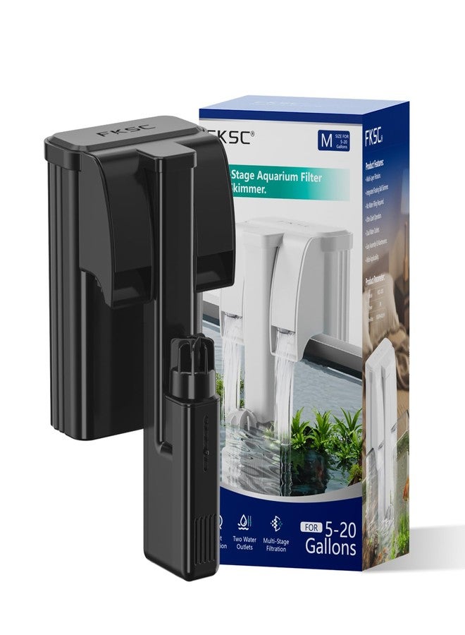 FKSC Hang On Back Aquarium Filter Up 20 Gallons Fish Tanks, 3-Stage Multi-Stage Filtration with Surface Skimmer, Ultra Quiet HOB Power Waterfall Filter for Freshwater - Image 2
