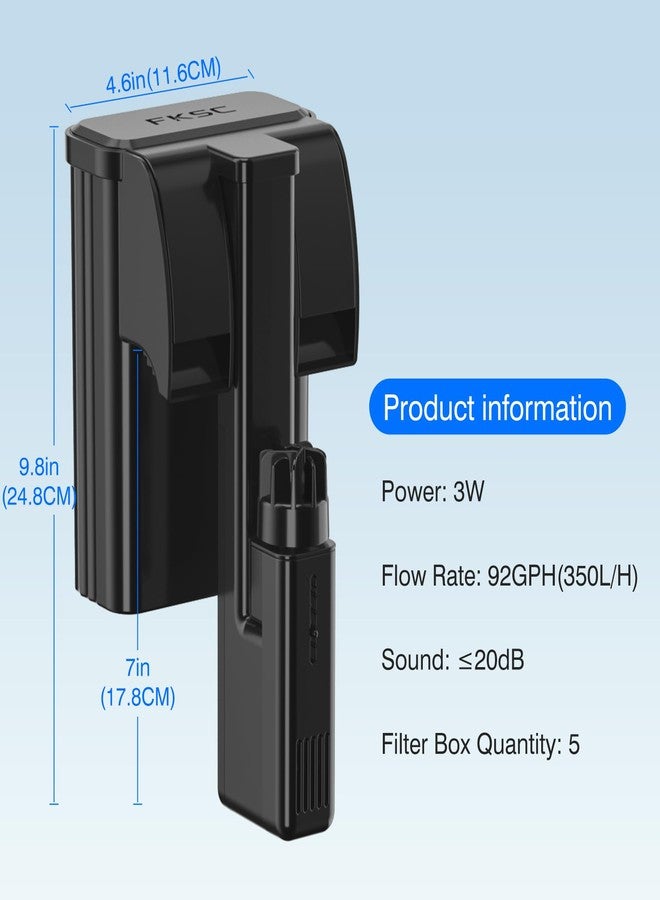 FKSC Hang On Back Aquarium Filter Up 20 Gallons Fish Tanks, 3-Stage Multi-Stage Filtration with Surface Skimmer, Ultra Quiet HOB Power Waterfall Filter for Freshwater - Image 5