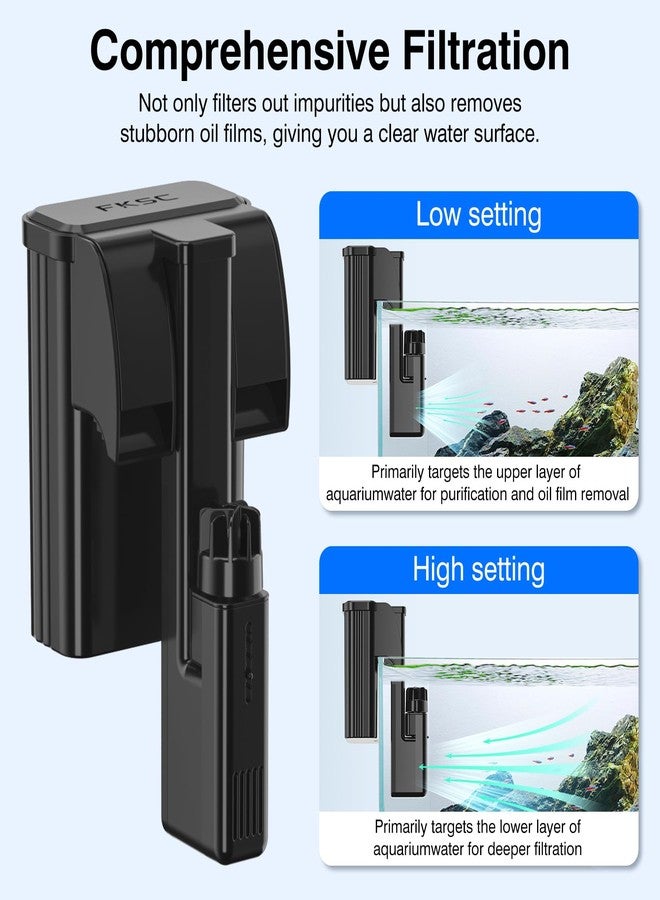 FKSC Hang On Back Aquarium Filter Up 20 Gallons Fish Tanks, 3-Stage Multi-Stage Filtration with Surface Skimmer, Ultra Quiet HOB Power Waterfall Filter for Freshwater - Image 3