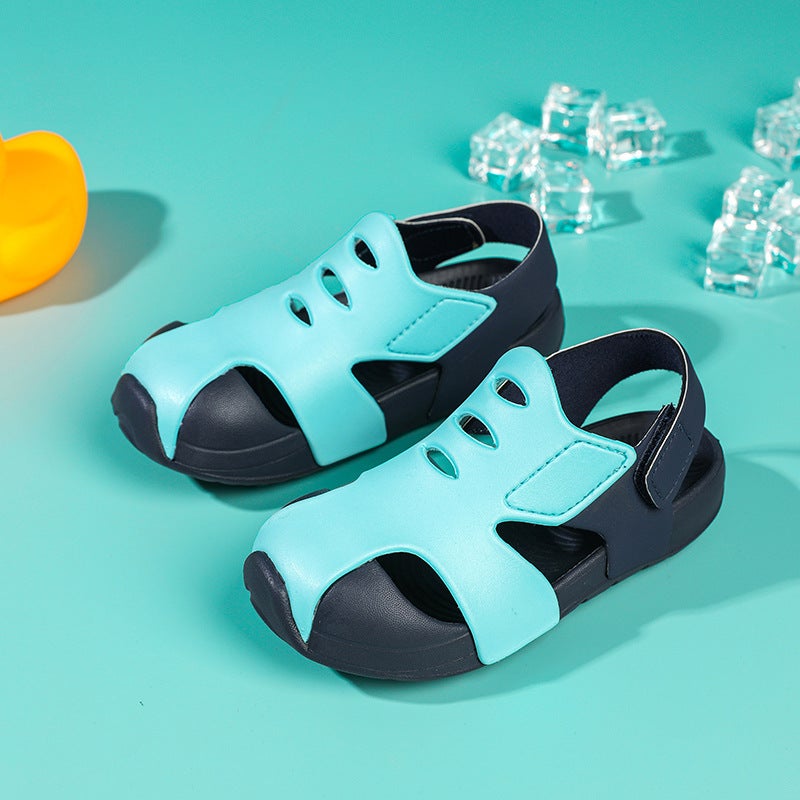 Children'S Shoes Sports Eva Aircraft Children'S Sandals Baotou Foot Protection Sandals Men'S And Women'S Baby Beach Shoes Velcro Hole - Image 3