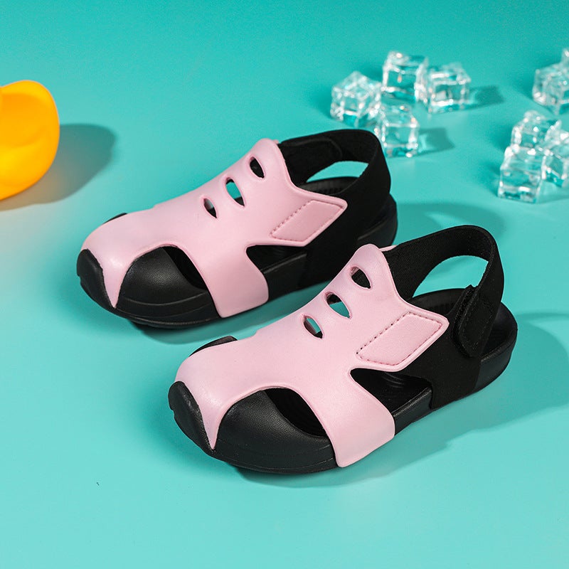 Children'S Shoes Sports Eva Aircraft Children'S Sandals Baotou Foot Protection Sandals Men'S And Women'S Baby Beach Shoes Velcro Hole - Image 4