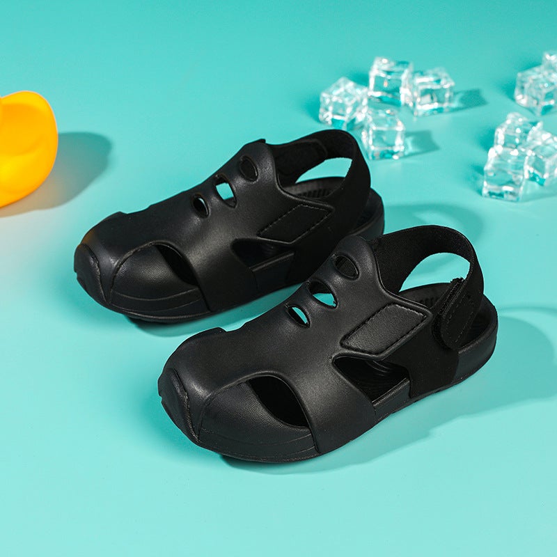 Children'S Shoes Sports Eva Aircraft Children'S Sandals Baotou Foot Protection Sandals Men'S And Women'S Baby Beach Shoes Velcro Hole - Image 2