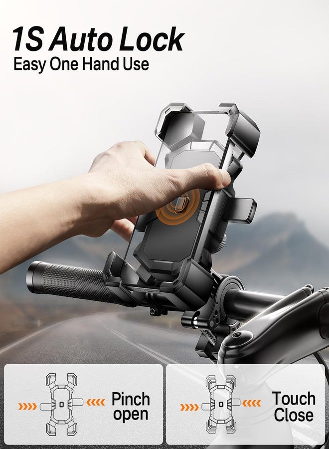 Delobon Bike Phone Holder Handlebar,Motorcycle Phone Mount,ATV Cell Phone Clamp,Scooter Phone Clip for iPhone 15 Pro Max14 13 12plus, Samsung S24Ultra S23 and More 4.7" to 7.0" inch Phone - Image 4
