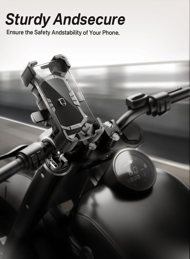 Delobon Bike Phone Holder Handlebar,Motorcycle Phone Mount,ATV Cell Phone Clamp,Scooter Phone Clip for iPhone 15 Pro Max14 13 12plus, Samsung S24Ultra S23 and More 4.7" to 7.0" inch Phone - Image 2