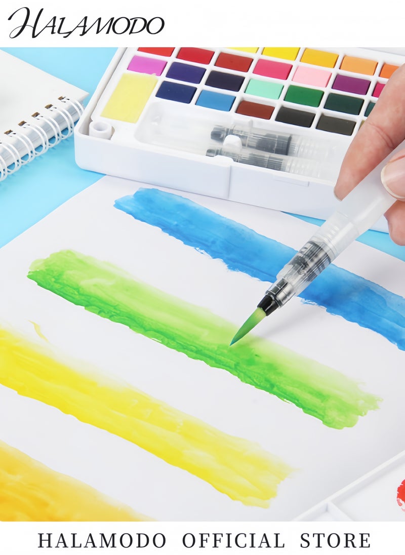HALAMODO Watercolor Paint Set 36 Vivid Colors in Portable Box Palette set Perfect Travel Watercolor Set for Artists, Amateur Hobbyists and Painting, Beginners and Professionals  - Image 3